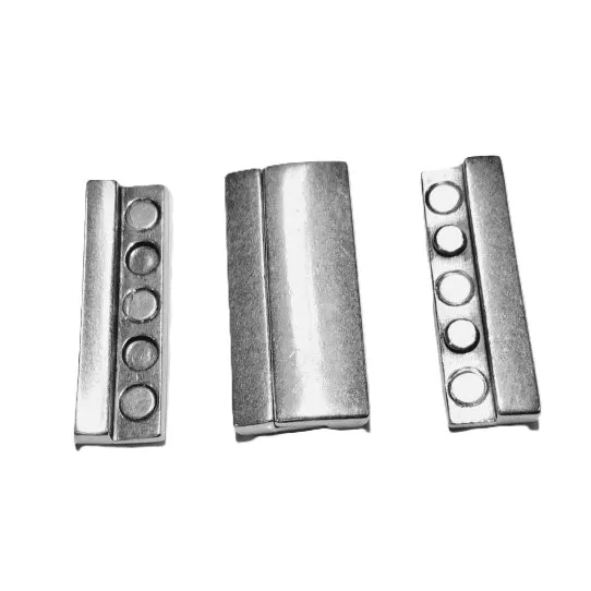 2 Fermoirs aimantés en étain plaqué argent 37mm-pour multi rang - Argent Bronze