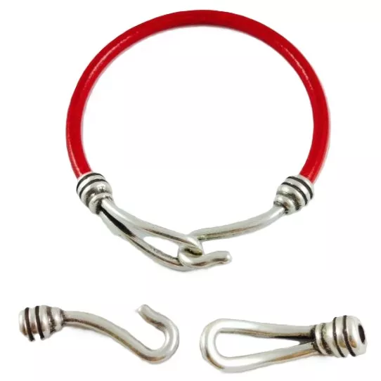 Fermoir crochet en zamac pour cuir rond 5mm