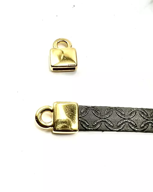 Embouts  10x2.5mm  doré à l'or fin 24 carats pour cuir 10mm