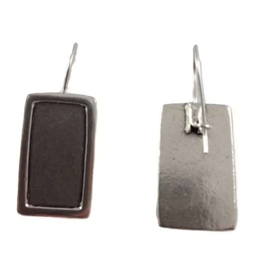 Boucles d'Oreilles Dormeuses en étain forme rectangle