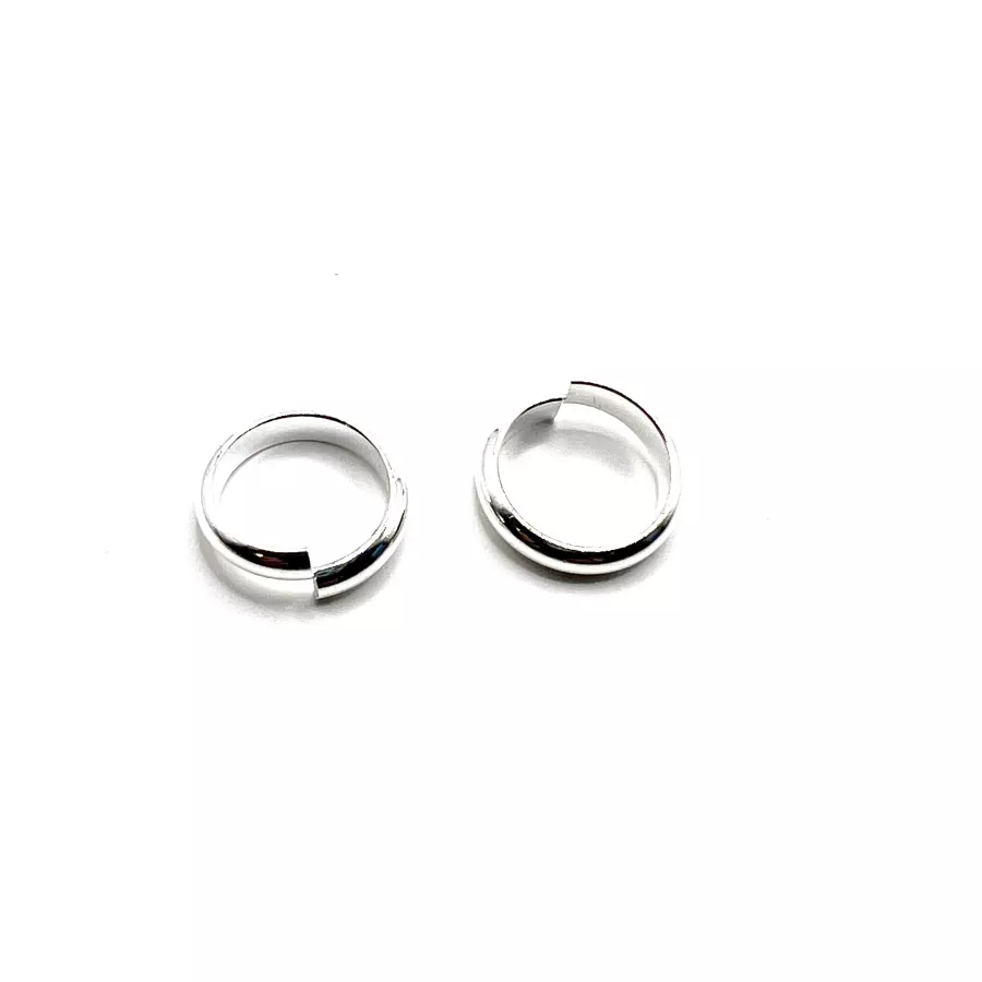 10 grands anneaux en laiton de 15 mm de diametre et 3 mm de largeur plaqués 10 microns d'argent Vif  en France