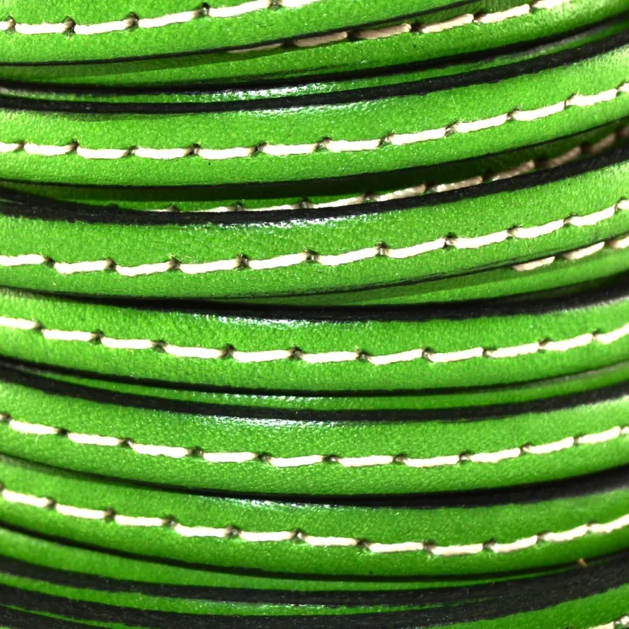 Cuir de veau cousu 5mm - Vert