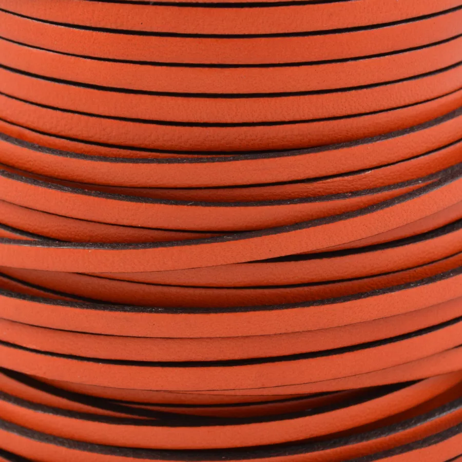 1m Cuir de veau 3mm plat-NOUVELLES COULEURS - Orange