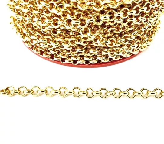 Chaîne jaseron  laiton doré à l'or fin 6mm