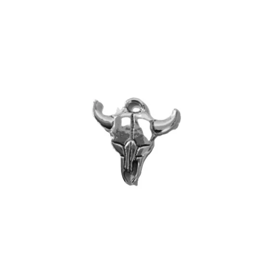 Pendant crâne de taureau en étain pl 10 microns-FABRICATION FRANCAISE