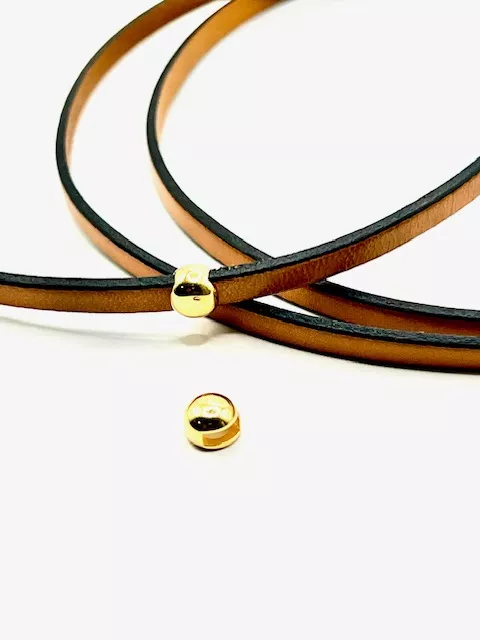 10 Passants demi-sphères dorés pour cuir 5mm