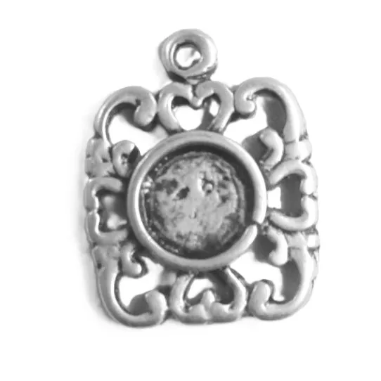 Pendant médaille carré à coller cabochon