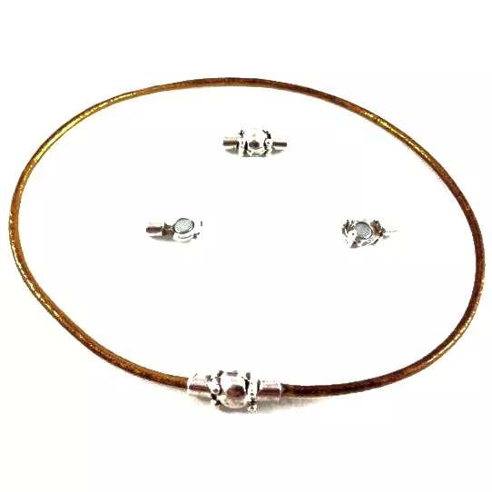 5 Fermoirs aimantés en étain pour cuir rond 2mm avec motif