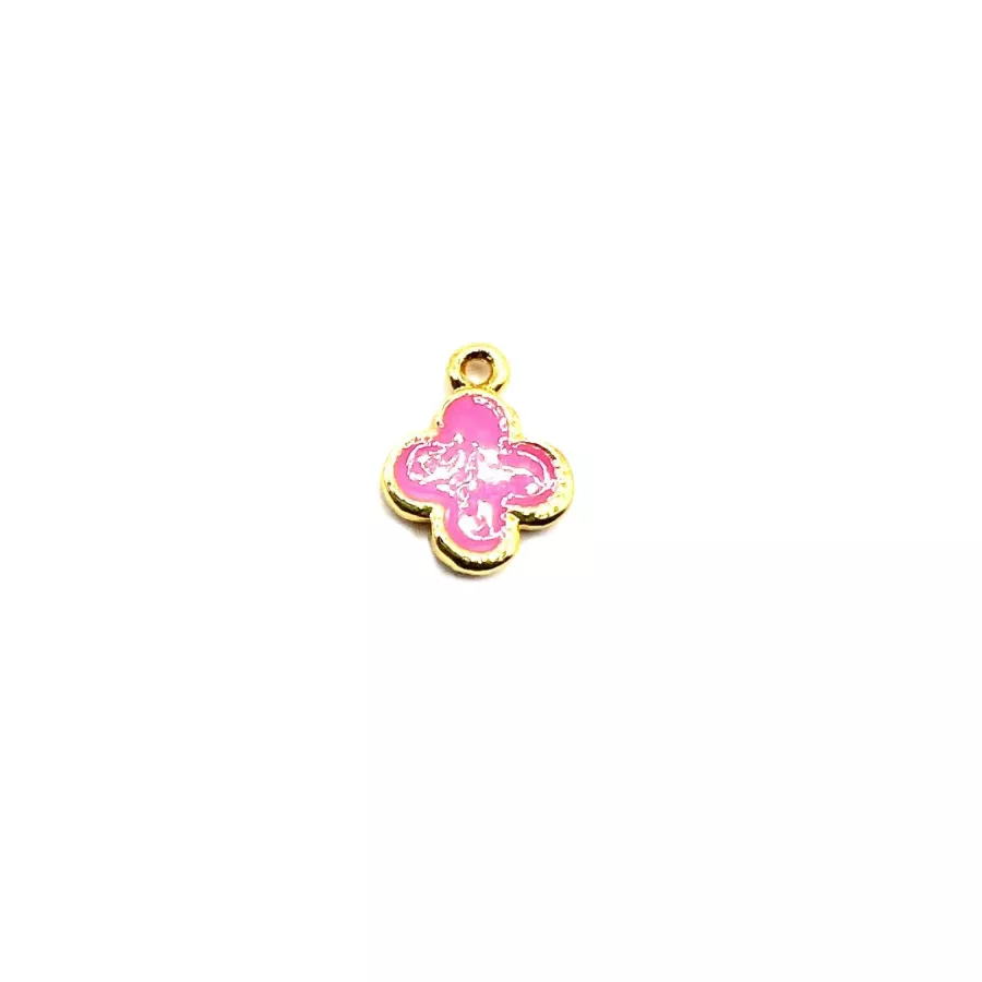 Pendant trèfle à 4 feuilles émaillé - Fuchsia