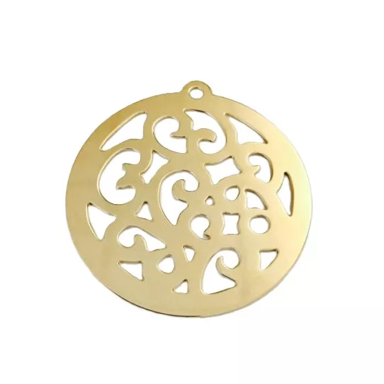 Grand pendant Arabesque en laiton doré à l'or fin 24 carat