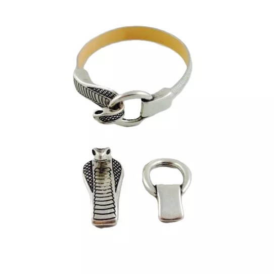 ensemble 2 Fermoirs tête de cobra en zamac pour cuir 10 mm plat