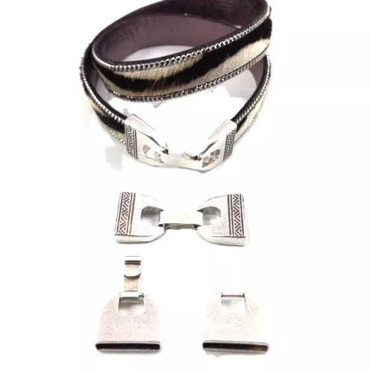 Fermoir crochet 15mm en étain plaqué argent