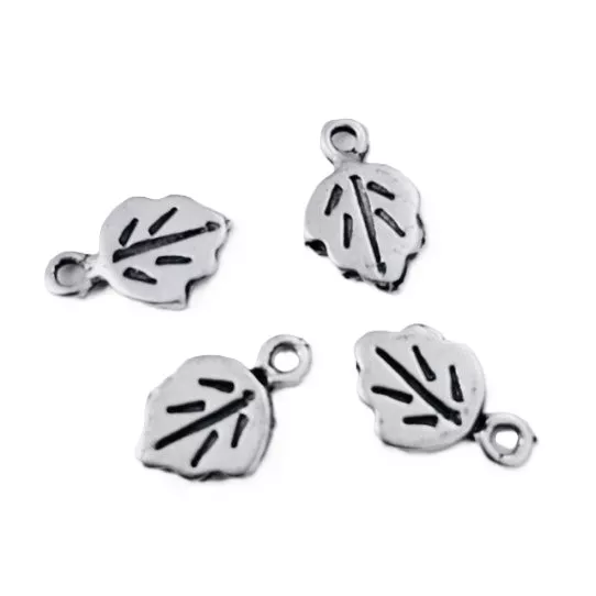 Pendant petite feuille double face-10mm sans anneau