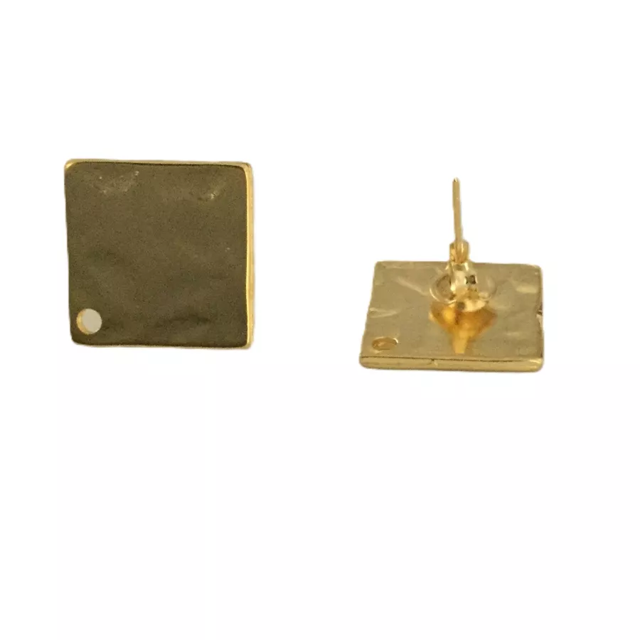 Boucle d’oreille à clou en forme carré  - Or