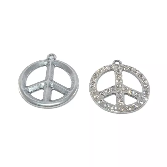 Pendant peace & love avec strass