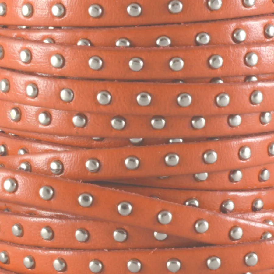 Cuir Veau - Clouté - Plat - 5mm - - Orange