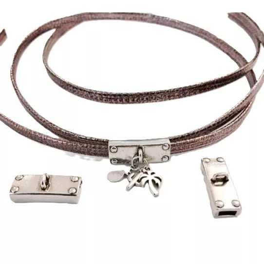 Passant pour cuir 5mm, en étain plaqué argent - Argent