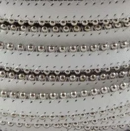 Cuir satiné ou non avec chaîne boule 10 mm-NOUVELLES COULEURS - Blanc