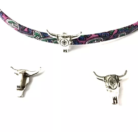 Passant tête de taureau 5 mm en étain plaqué argent