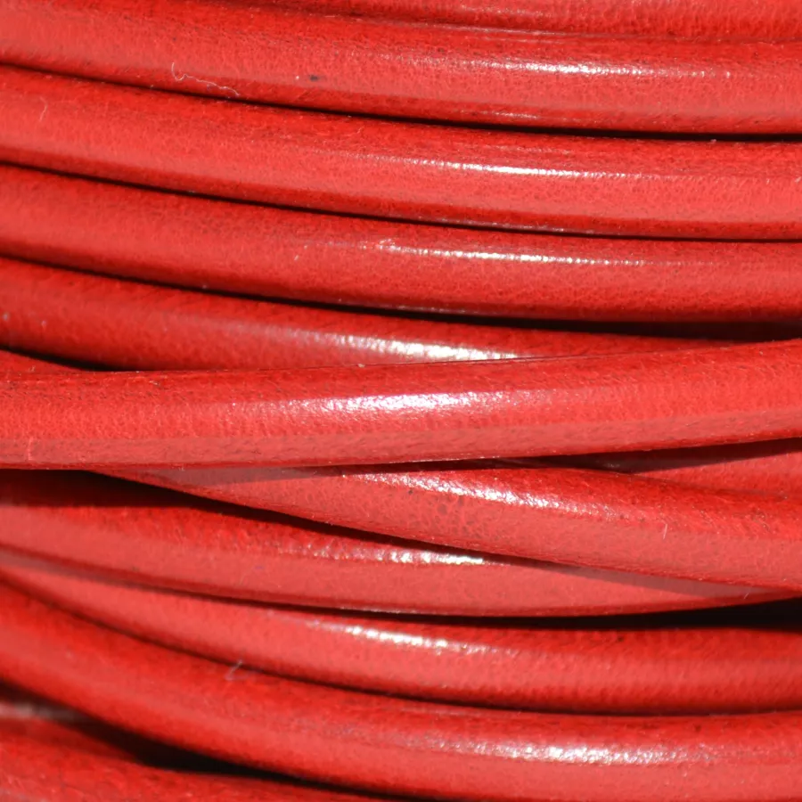 Cuir rond 5mm - Rouge