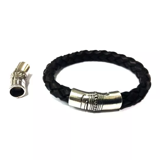 FERMOIR AIMANTE 8MM ROND EN ETAIN PLAQUE ARGENT