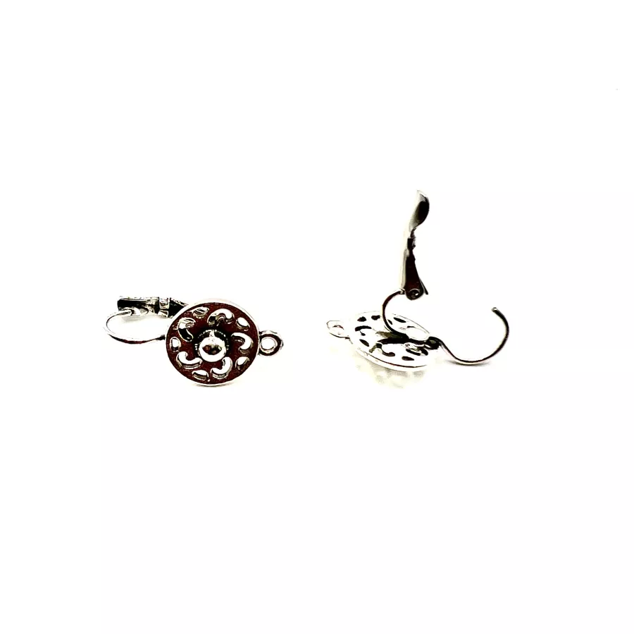 Dormeuses en Etain plaquées 10 microns  d'argent antique ,Fabrication Française