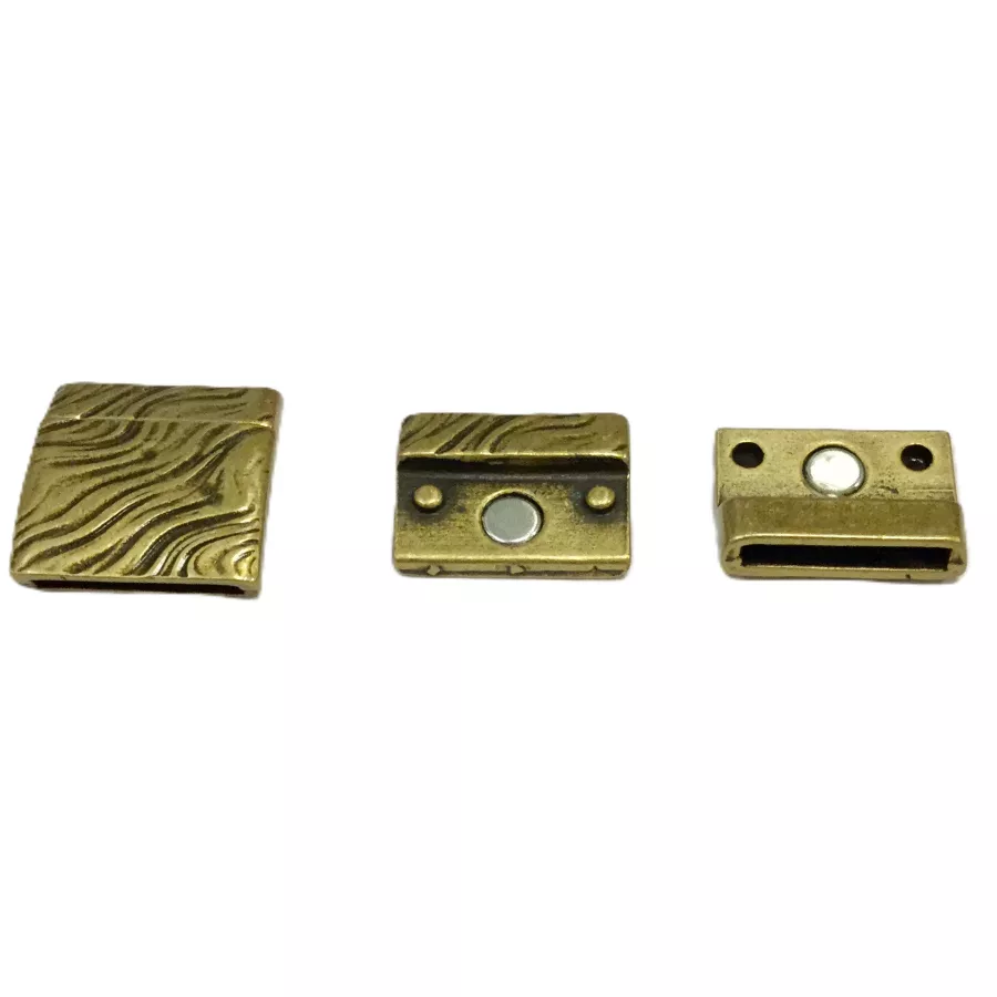 Fermoir aimanté en étain pour cuir 20mm motif vagues - Bronze