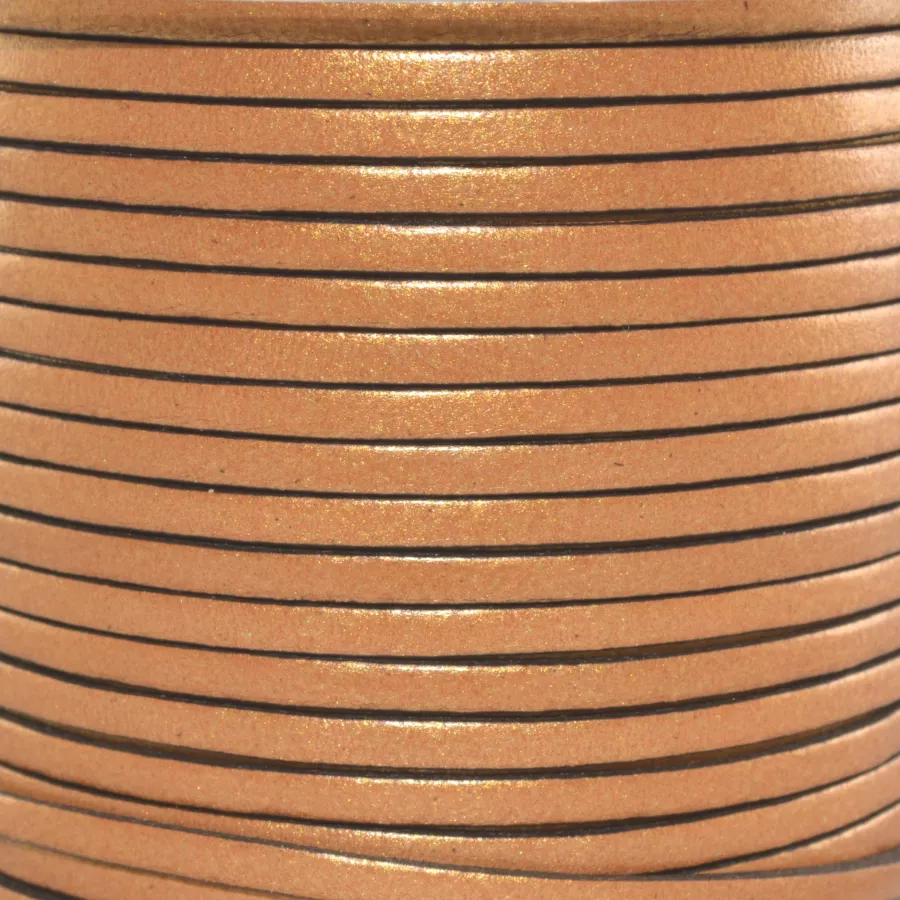 1m Cuir de veau 3mm plat-NOUVELLES COULEURS - Cuivre métallisé