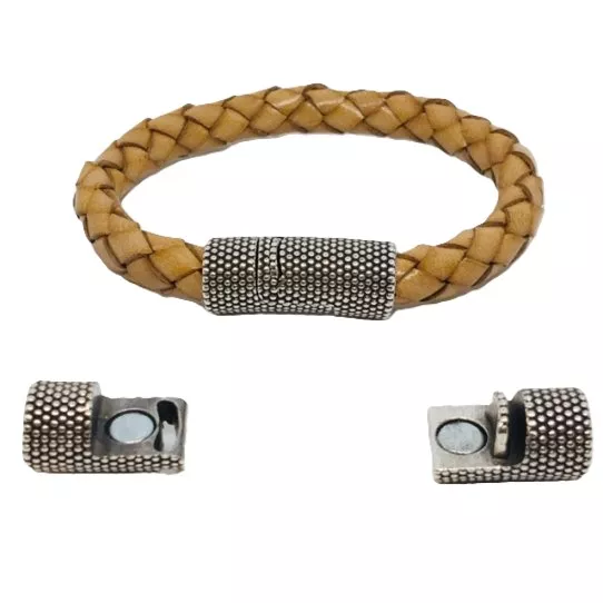 Fermoir aimanté rond 8mm en étain plaqué argent