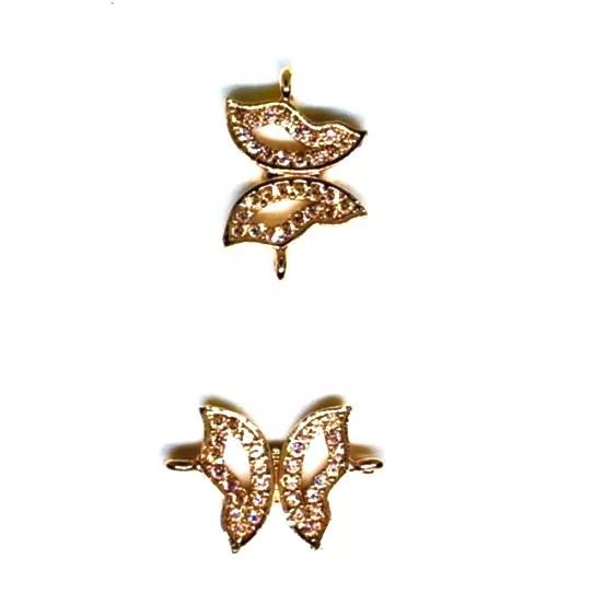 Intercalaire papillon avec zirconium en or rose
