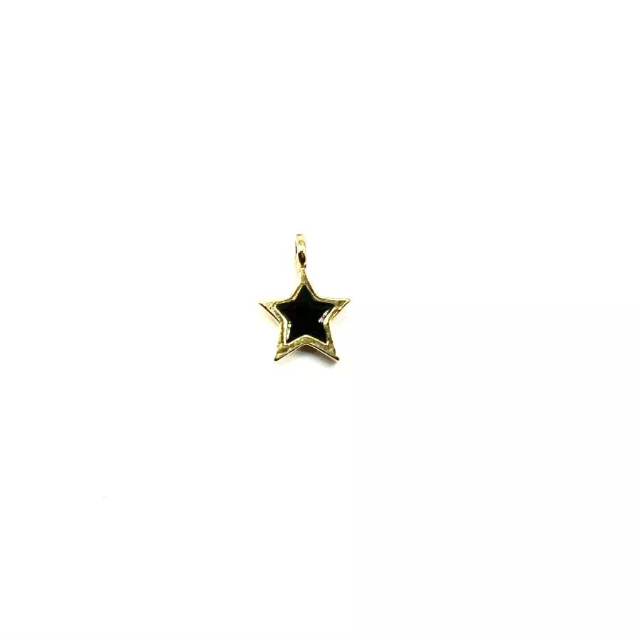 Pendant etoile émaille 8.8mm à l'unité - Noir