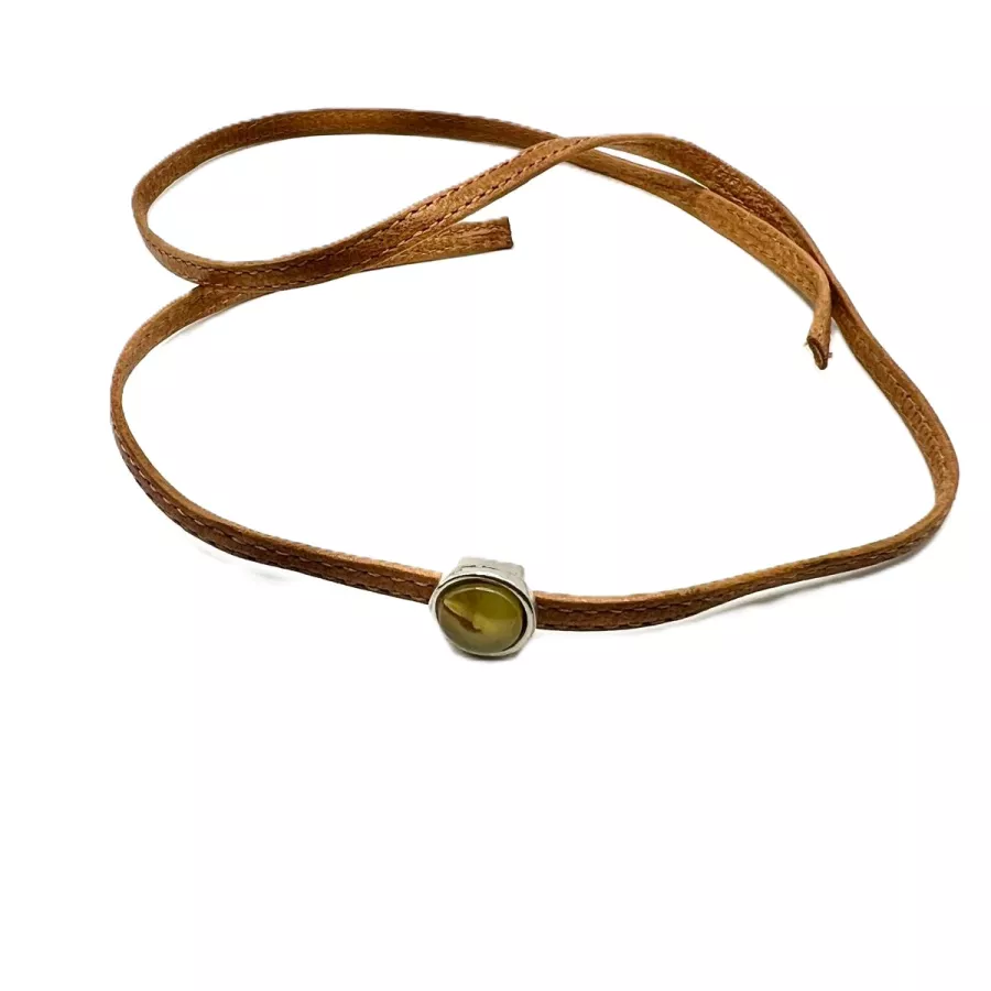 Passant avec pierre synthétique pour cuir plat 6mm - Ambre