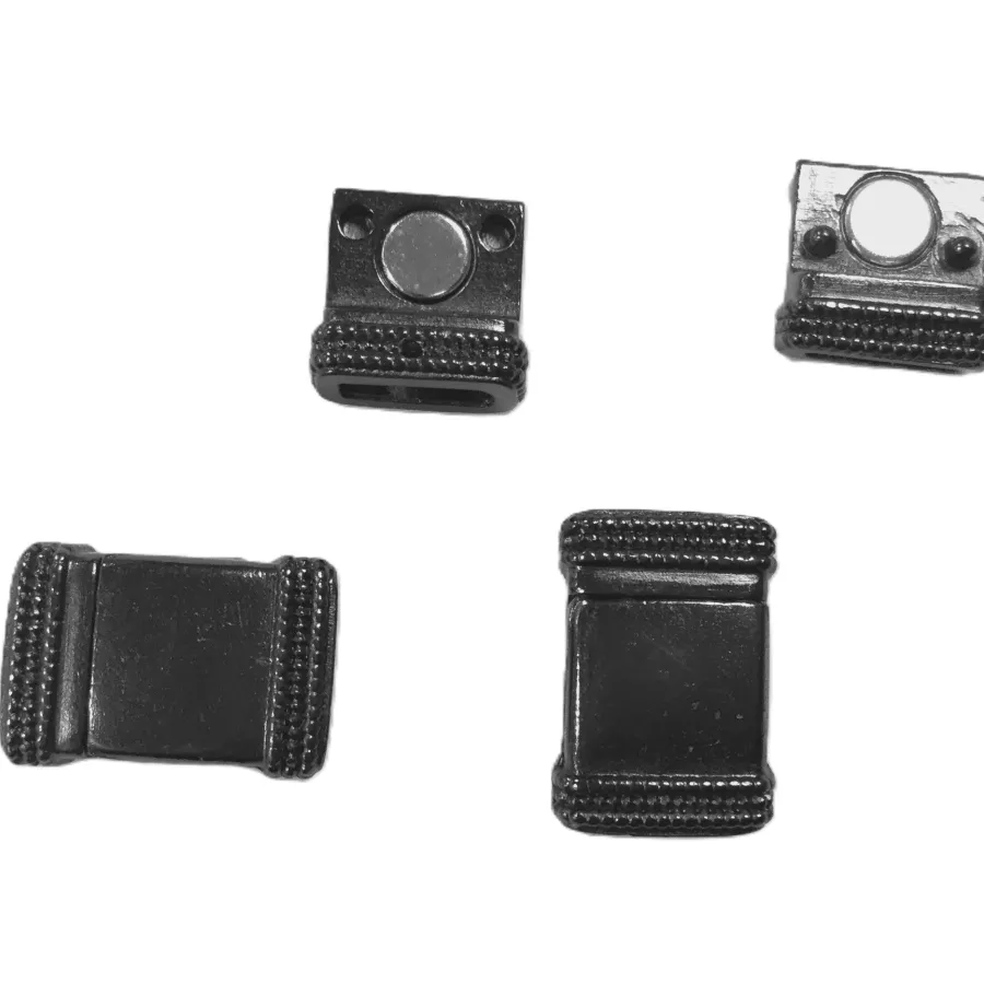 Fermoir aimanté en étain pour cuir 10mm - Noir