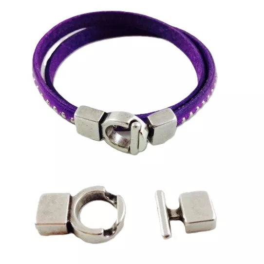 4 Fermoirs  boucle pour cuir 6mm en zamac