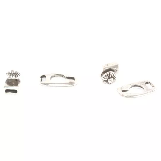 Fermoir crochet pour cuir 5mmx2mm plat, en zamac plaqué argent