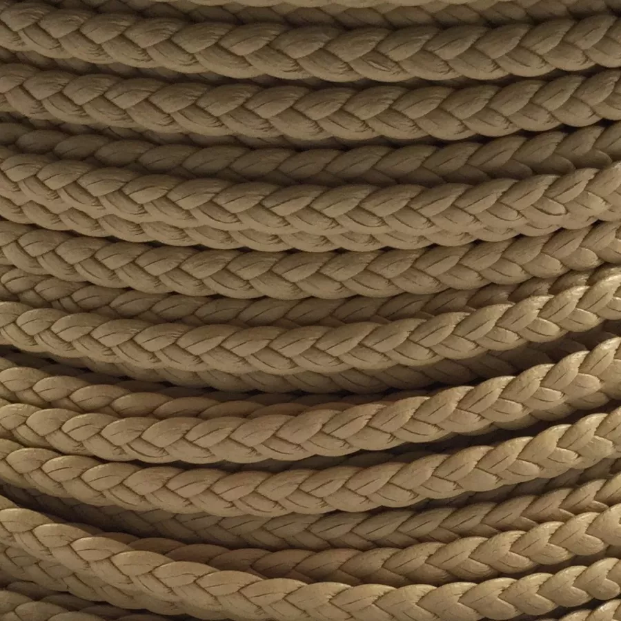 Cuir Tressé double face 4-5mm - Beige