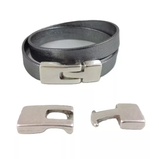 2 Fermoirs crochets pour 10mm plaqué 10 microns argent ANTIQUE