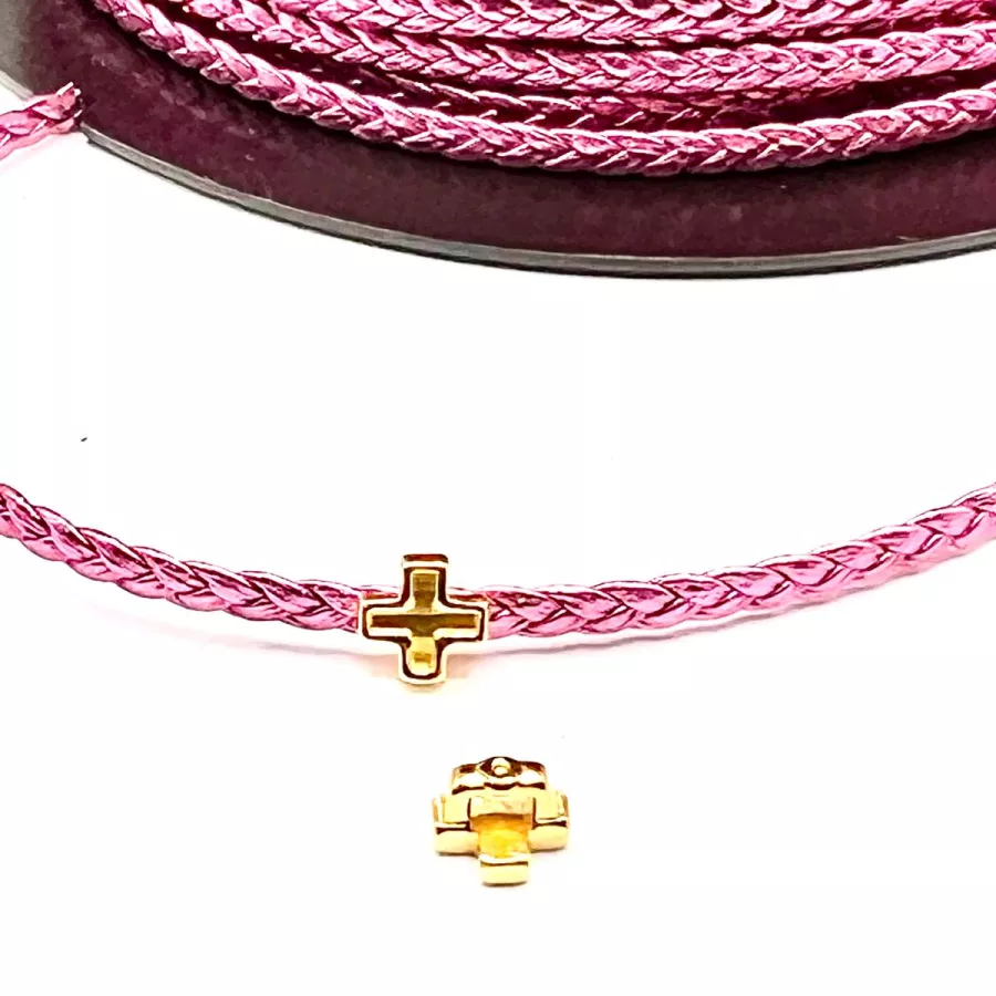 Passant croix doré pour cuir plat 3mm