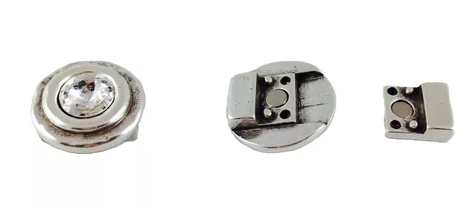 2 Fermoir aimantés avec Swarovski pour cuir 10mm - Blanc