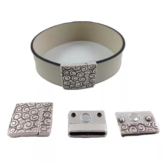 Fermoir aimanté 20mm en étain avec motif spiral