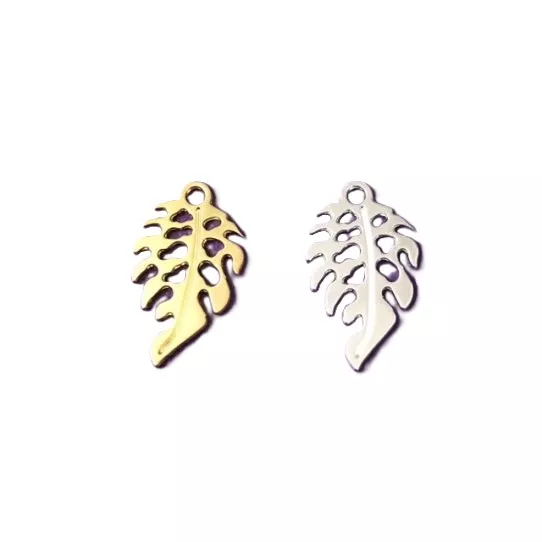 Pendant en laiton feuille de monstera plaqué en France - Or