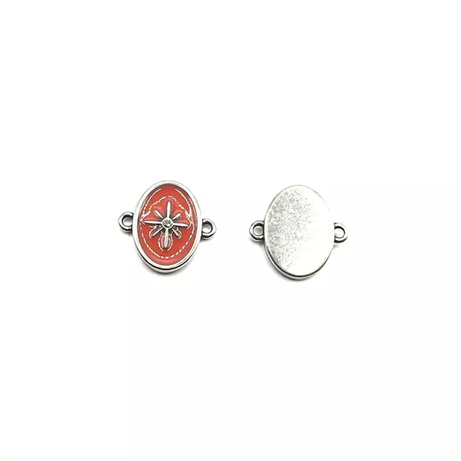 Intercalaire étoile du nord émaillé avec strass 15 x 11 mm - Corail