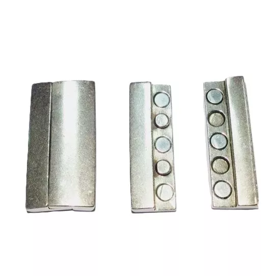 2Fermoirs aimantés en étain plaqué argent, cuirs multi- rang 40mm - Argent Bronze