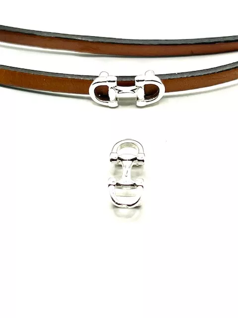 5 Passants Mors pour cuir 5mm argent vif