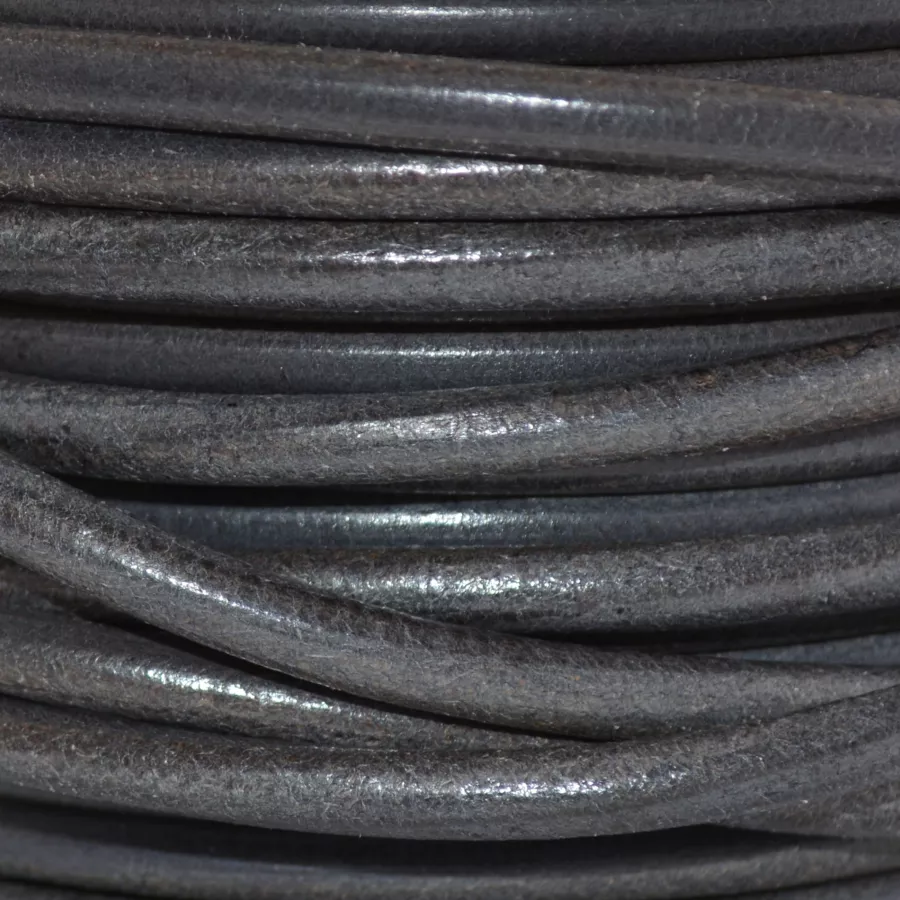 Cuir rond 5mm - Gris