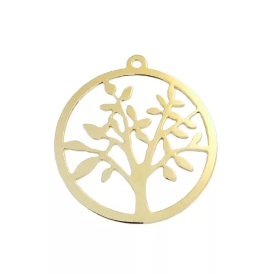 Pendant arbre de vie doré à l'or fin 24 carat