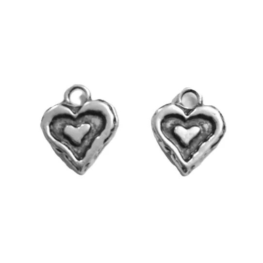 Pendant petit coeur double face-13 mm avec anneau