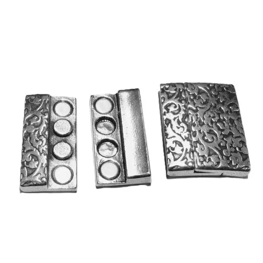 Fermoir aimanté 20mm motif en étain pl argent