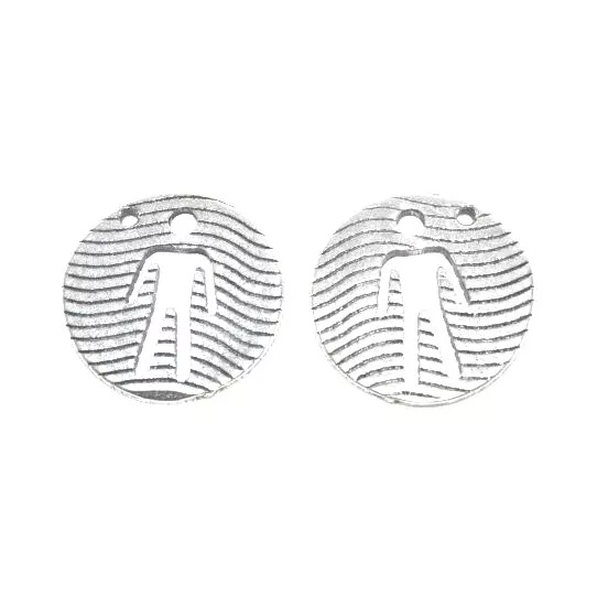 Pendant médaillon rayé avec forme homme dedans