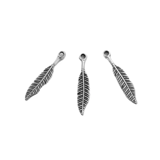 Plume en étain 23mm, plaqué argent